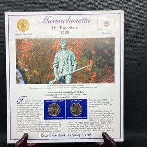 Uncirculated Massachusetts State quarters and stamp set
